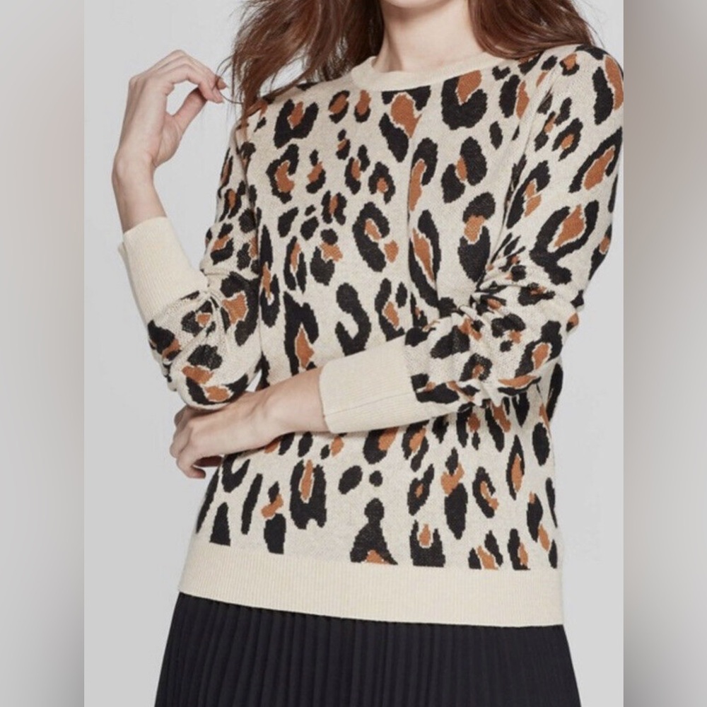 A New Day Leopard Print Sweater Brown Size XS